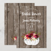 Rustic Floral White Pumpkin Vrijgezellenfeest Kaart (Voorkant / Achterkant)