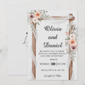 Rustic Floral Wood Arch Wedding Invitation (Devant / Derrière)