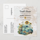 Rustic Floral Wood Bridal Shower Briefkaart (Voorkant / Achterkant)
