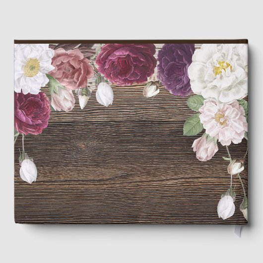 Rustic Floral Wood String-lampen Weddenschap Gastenboek (Achterkant)