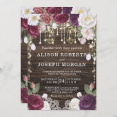 Rustic Floral Wood String-lampen Weddenschap Kaart (Voorkant / Achterkant)