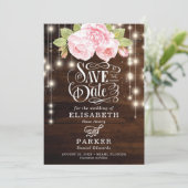 Rustic Floral Wood typografie Save The Date (Staand voorkant)