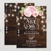 Rustic Floral Wood typografie Save The Date (Voorkant / Achterkant)
