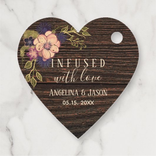 Rustic Floral Wood Wedding Bedankt Bedankjes Labels (Achterkant)