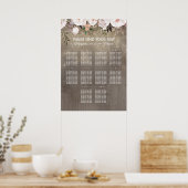 Rustic Floral Wood Wedding Seating Chart Poster (Keuken)