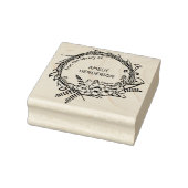 Rustic Floral WreatCustom Name Library Book Rubberstempel (Stempel)