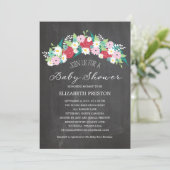Rustic Floral Wreath Baby shower Kaart (Staand voorkant)