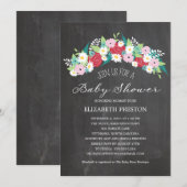 Rustic Floral Wreath Baby shower Kaart (Voorkant / Achterkant)