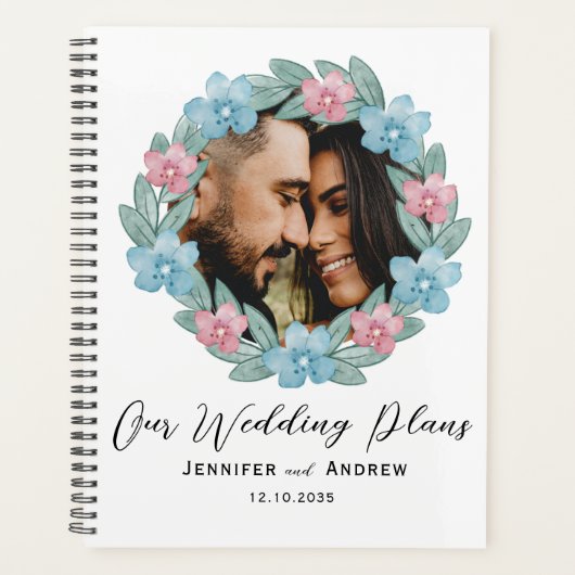Rustic Floral Wreath & Calligraphy Wedding Planner (Voorkant)