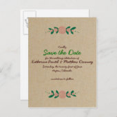 Rustic Floral Wreath Save the Date Aankondigingskaart (Voorkant / Achterkant)