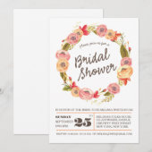 Rustic Floral Wreath Vrijgezellenfeest Invite Kaart (Voorkant / Achterkant)