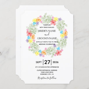 Rustic Floral Wreath Wedding Invitations Kaart