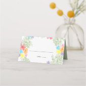 Rustic Floral Wreath Wedding Place Card (Voorkant)