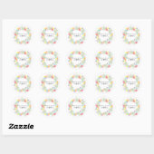 Rustic Floral Wreath Wedding Ronde Sticker (Vel)