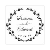 Rustic Floral Wreath Wedding Save the Date Rubberstempel (Afrduk)
