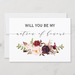Rustic Floral... zal je mijn matron worden. Kaart