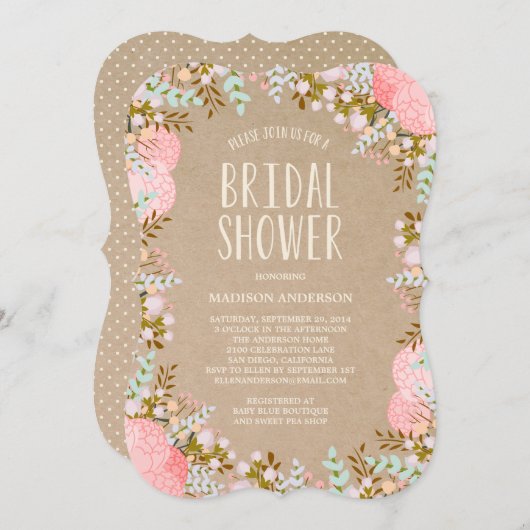 Rustic Flowers | Bridal Shower-uitnodiging Kaart (Voorkant / Achterkant)