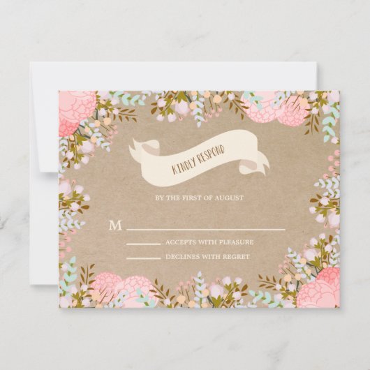 Rustic Flowers | Carte de réponse mariage (Devant)