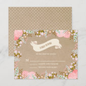 Rustic Flowers | Carte de réponse mariage (Devant / Derrière)