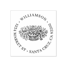 Rustic Flowers Familienaam Retouradres Rubberstempel