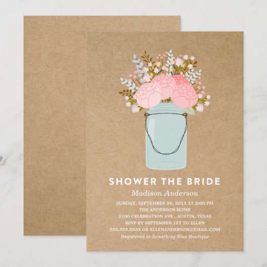 RUSTIC FLOWERS | INVITATION DE DOUCHE BRIDALE (Devant / Derrière)