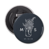 Rustic Flowers Mason Jar Modern Monogrammen Button Flesopener (Voorkant)