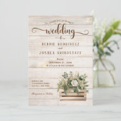 Rustic Flowers on Wood Wedding Invitation (Debout devant)