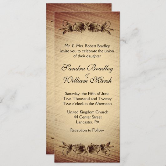 Rustic Flowers Wedding Invitation Kaart (Voorkant / Achterkant)