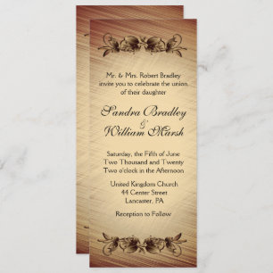 Rustic Flowers Wedding Invitation Kaart