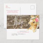 Rustic Foal Baby Girl Shower Invitation Carte post (Devant / Derrière)