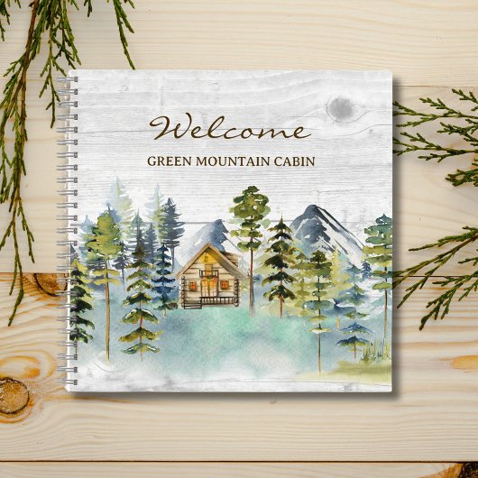 Rustic Foggy Forest Mountain Cabin Guest Book Notitieboek
