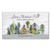 Rustic Foggy Forest Mountain Cabin Magnetisch Visitekaartje (Voorkant)