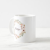 Rustic Foliage en Floral Wreath Personalized Mug Koffiemok (Voorkant links)