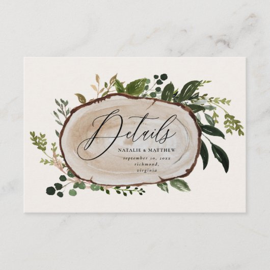 Rustic Foliage Farmhouse Elegant Wedding Details Informatiekaartje (Voorkant)