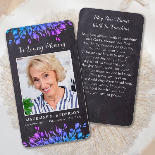 Rustic Foliage Memorial Foto Funeral Prayer Kaart