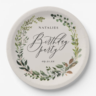 Rustic foliage met feestdag papieren bordje