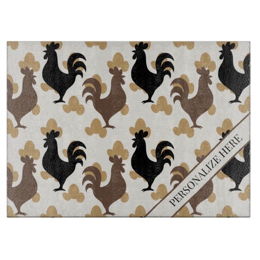 Rustic Folk Art Rooster Pattern, Farmhouse Kitchen Snijplank (Voorkant)