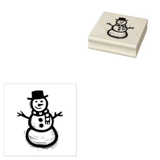 Rustic Folk Art Snowman Kerstwinter Rubberstempel (Gestempeld)