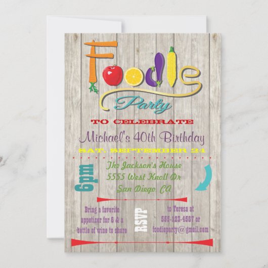 Rustic Foodie Party Uitnodigingen (Voorkant)