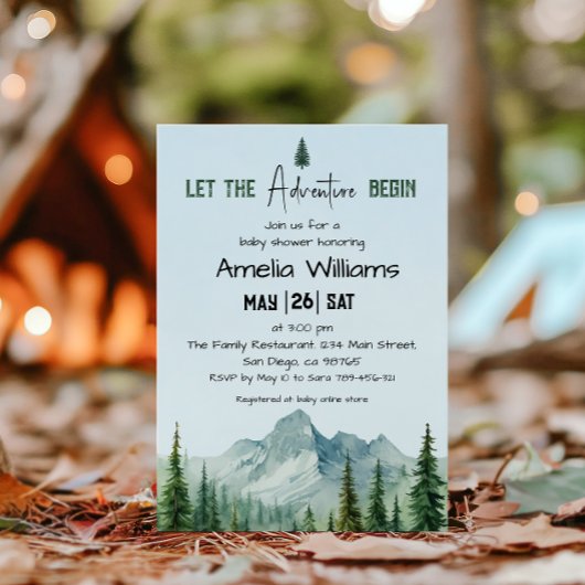 Rustic Forest Adventure Baby shower Invitation Kaart