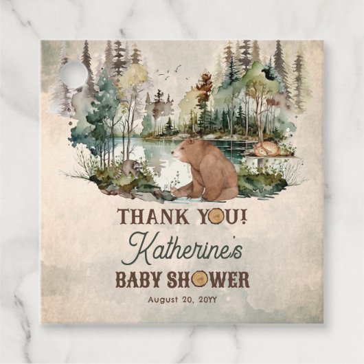 Rustic Forest Barly Wait Baby shower Bedankt Bedankjes Labels (Voorkant)
