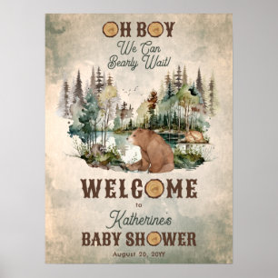 Rustic Forest Barly Wait Baby shower Welcome Poster