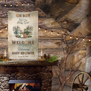 Rustic Forest Barly Wait Baby shower Welcome Spandoek