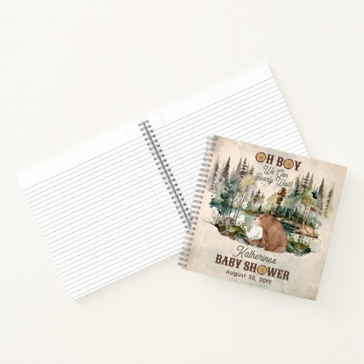 Rustic Forest Bearly Wait Baby shower Livre d'invi (Intérieur)