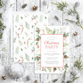 Rustic Forest Berry Pinecone kerst Uitnodiging