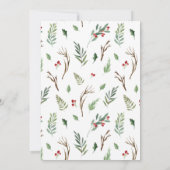 Rustic Forest Berry Pinecone kerst Uitnodiging (Achterkant)