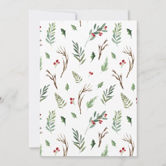 Rustic Forest Berry Pinecone kerst Uitnodiging (Achterkant)