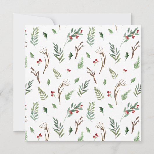 Rustic Forest Berry Pinecone Wreath Holiday Party Kaart (Achterkant)