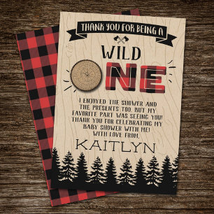 Rustic Forest Buffalo Pset Wild One Baby shower Bedankkaart
