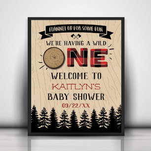Rustic Forest Buffalo Pset Wild One Baby shower Poster